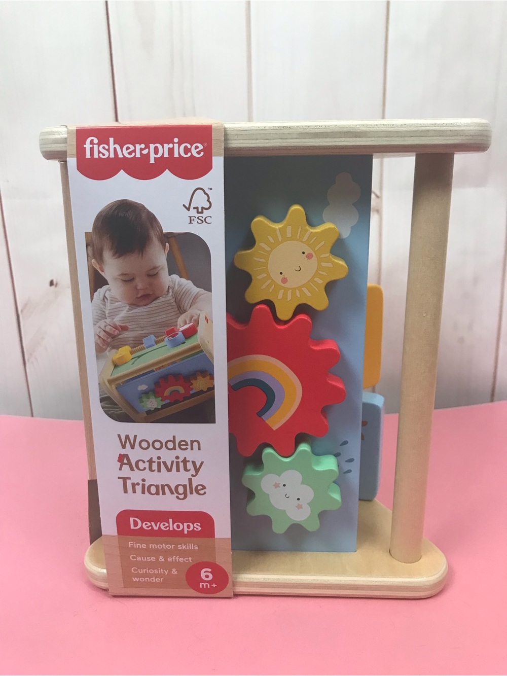 Fisher-Price Rainbow Gear Wooden Activity Triangle 6 months plus